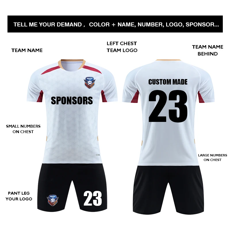 Football Jerseys For Kids custom logo Adult Soccer Training Competition Team Uniform DIY Customizable Women Futsal Sportswear