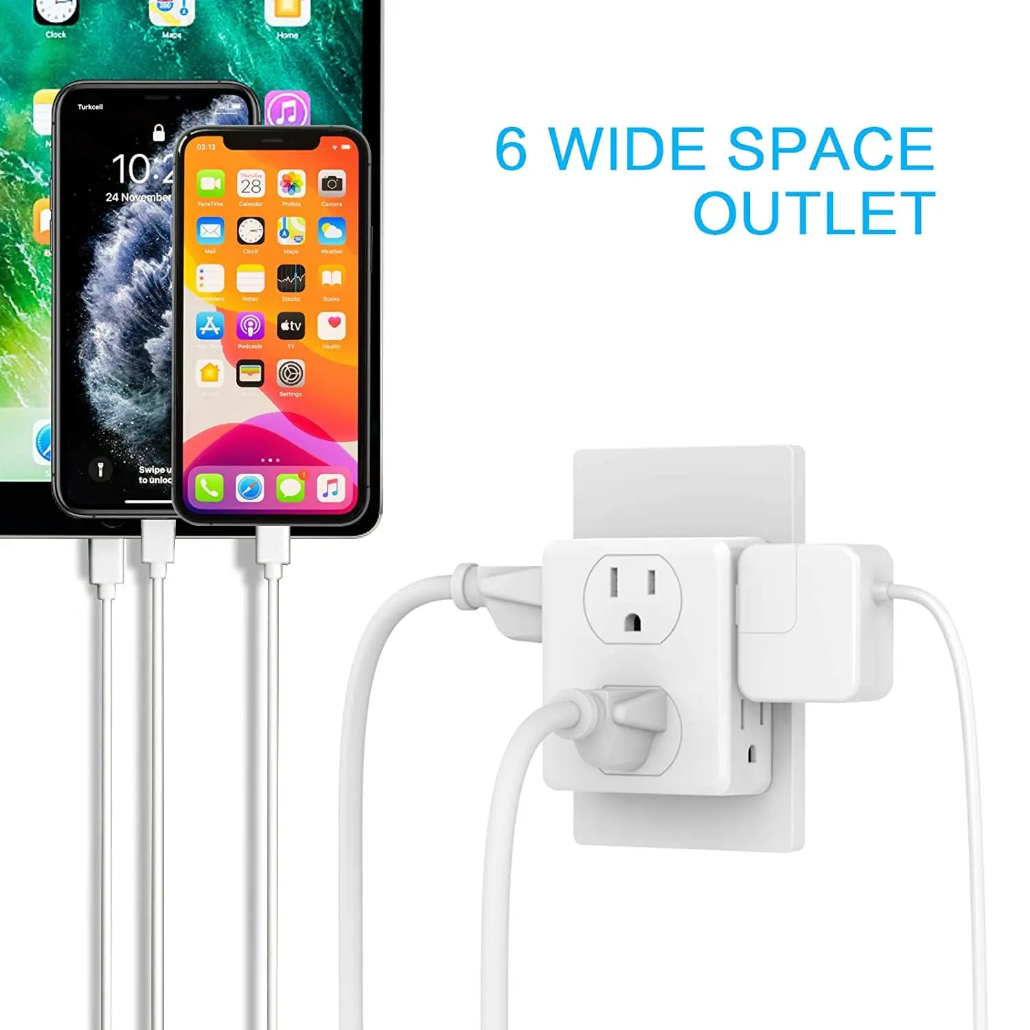 2 pack univerzální kolíček energie svléknout se s 6 střídavého outlets 3-prong vícenásobné zeď nástrčkový adaptér expands pro cruise koráb domácí úřad