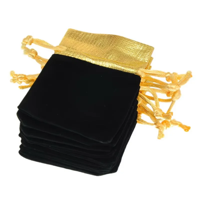 100Pcs Velvet Drawstring Jewelry Bags 10x12cm Rings Earrings Gift Storage Customized Logo Small Gift Bag Pack of Party Wedding