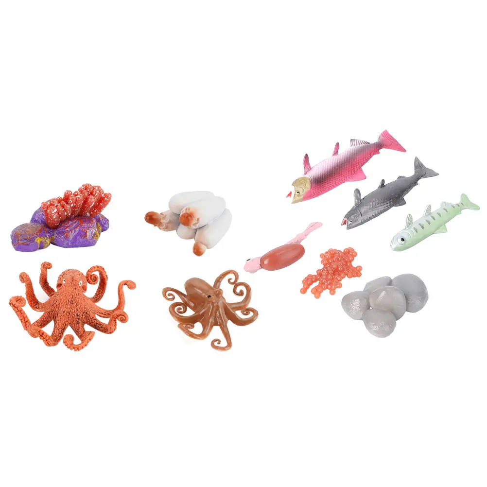 

Octopus Model Ornament Salmon Growth Life Cycle Miniature Simulation Display Toy Fish Figure ABS Plastic Home Decoration