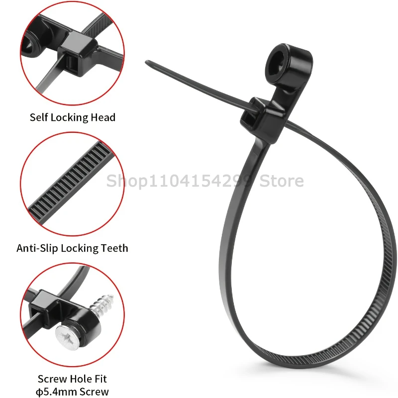 Cable Strap Black Cable Binder Resealable Cable Tie Multi Functional Self-Locking Cables Organizer for Workshop Household Wiring