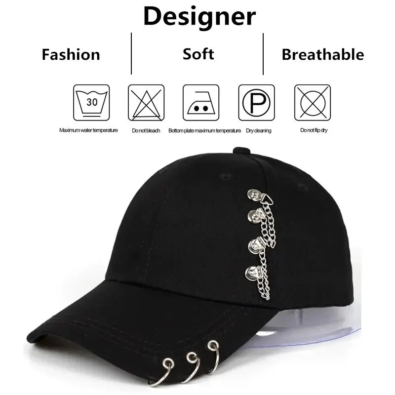 Unisex Side Iron Ring Baseball Caps Spring and Autumn Outdoor Adjustable Casual Hat Sunscreen Hat