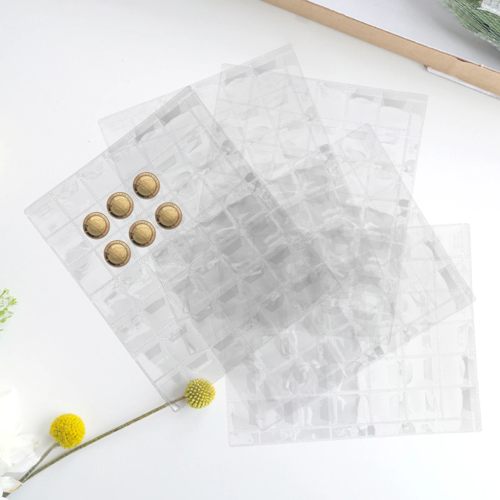 

5pcs Commemorative Storage Book Transparent Money Bag Banknotes Protector Lightweight Clear Flap Coin Holder
