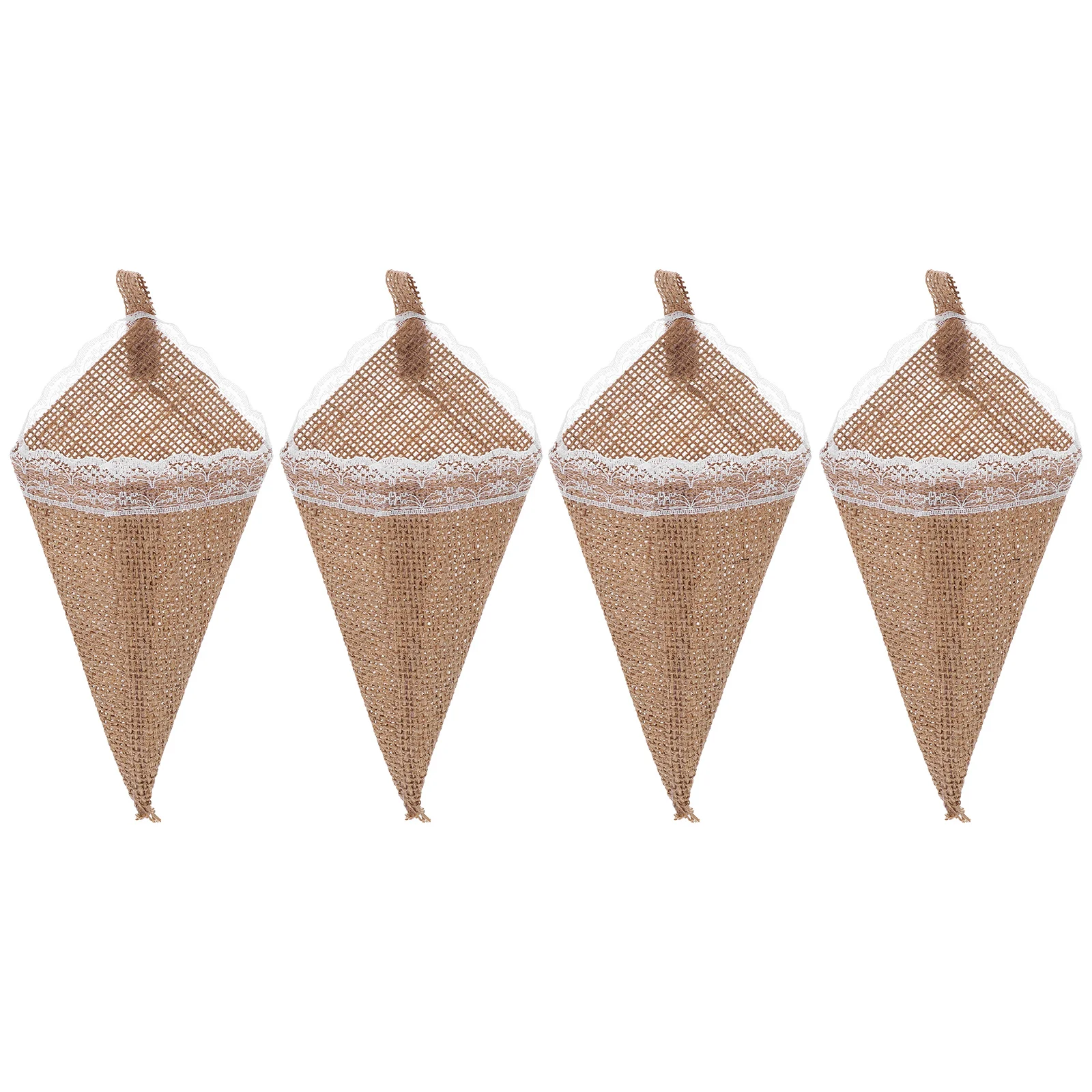 

4Pcs Burlap Cone Wedding Confetti Holder Durable Flower Arrangement Bag for Birthday Baby Shower Party Decoration