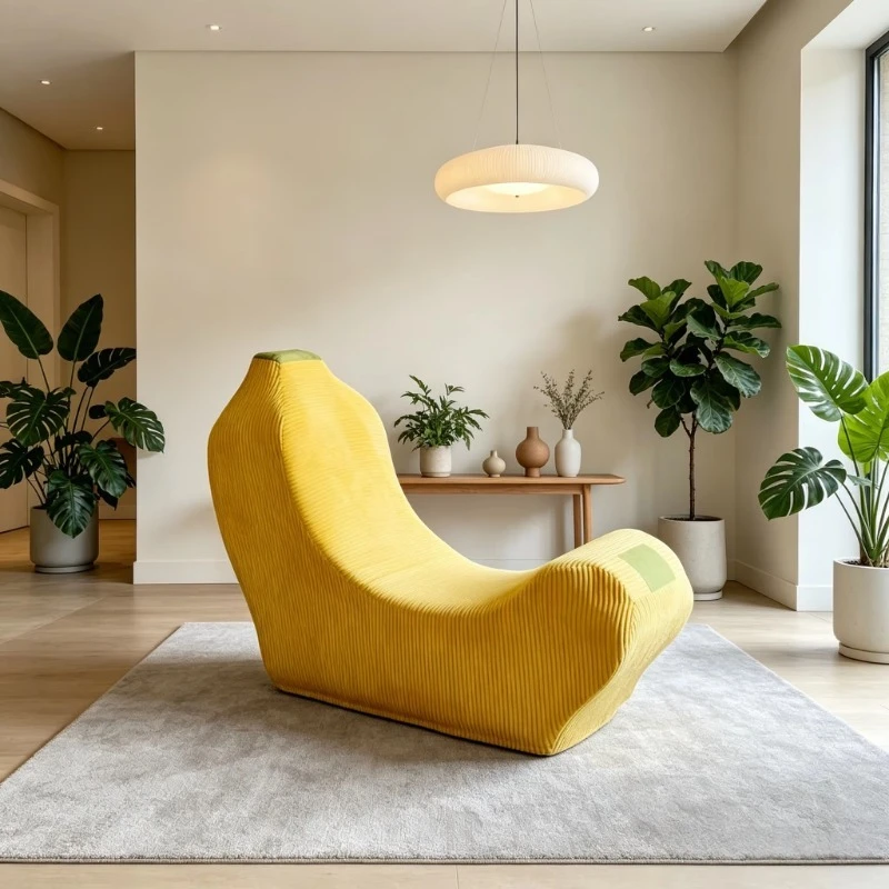 Vacuum compressed banana lazy sofa modular segmented modern retro corduroy fabric sofa space saving hotel living room