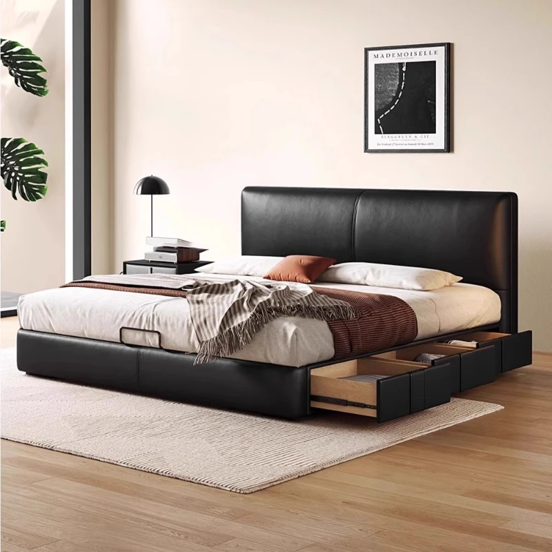 

Modern Drawer Bed Minimalist Upholstered Bedroom Double Bed Storage Lounge Nightstands Camas Matrimoniales House Accessories