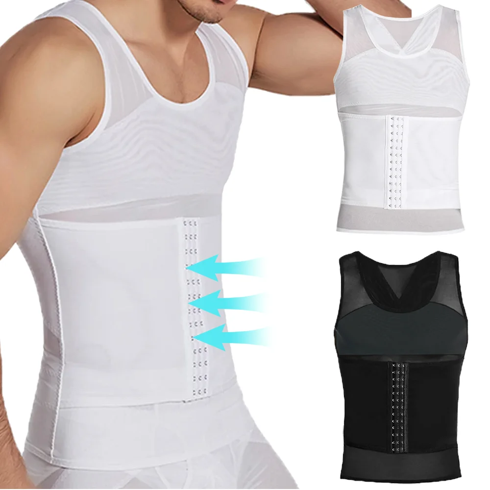 Herren-Taillentrainer-Gürtel, Formwäsche, Schlankheits-Bodyshaper, Bauch-Weste, atmungsaktives Netzgewebe, Korsett zur Bauchkorrektur, Tanktop