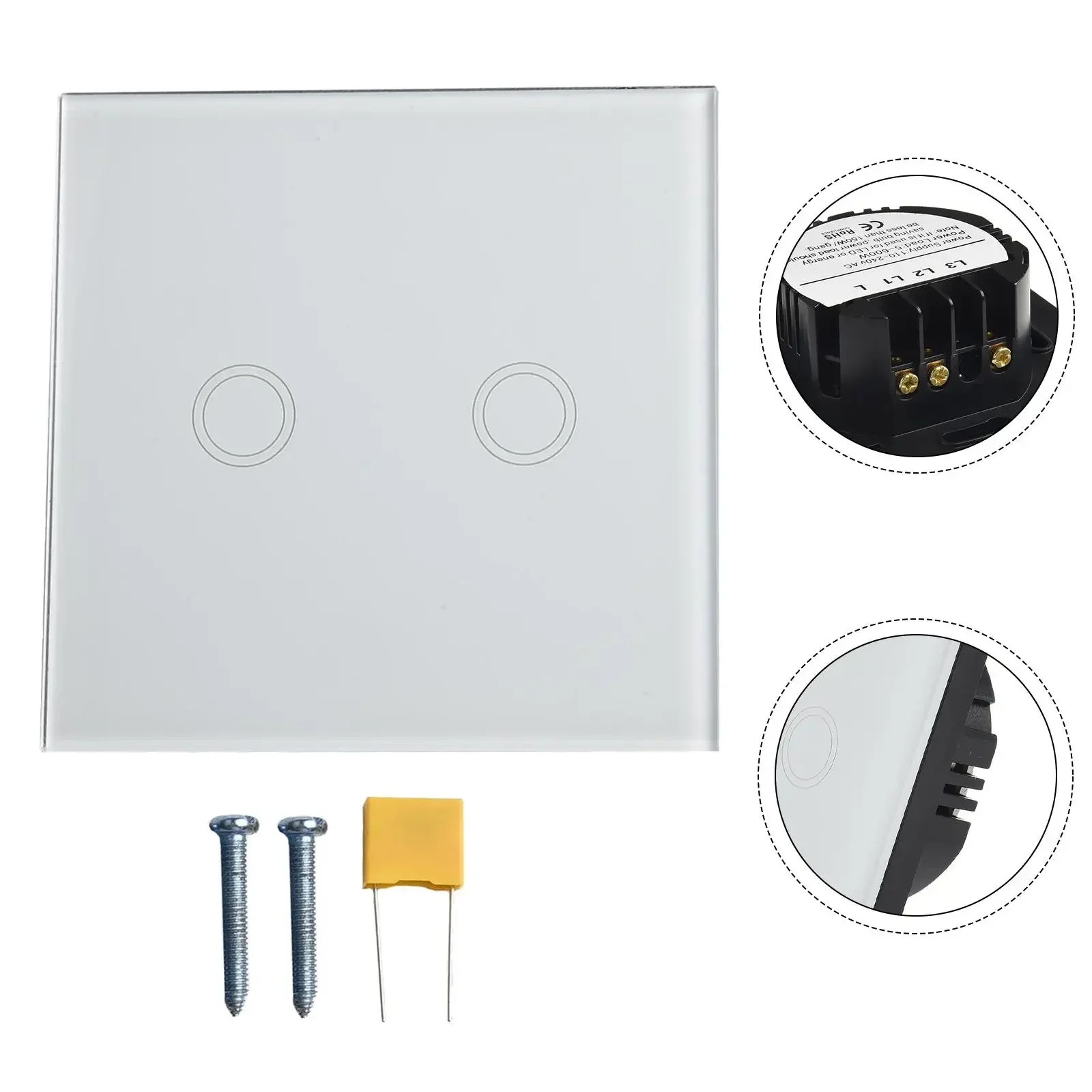 

86mmX86mmX35mm LED Dimmer Adjustable Brightness Touch Switch Electrical Socket 2-Gang Touch Switch 30 -90 Brightness Dimming