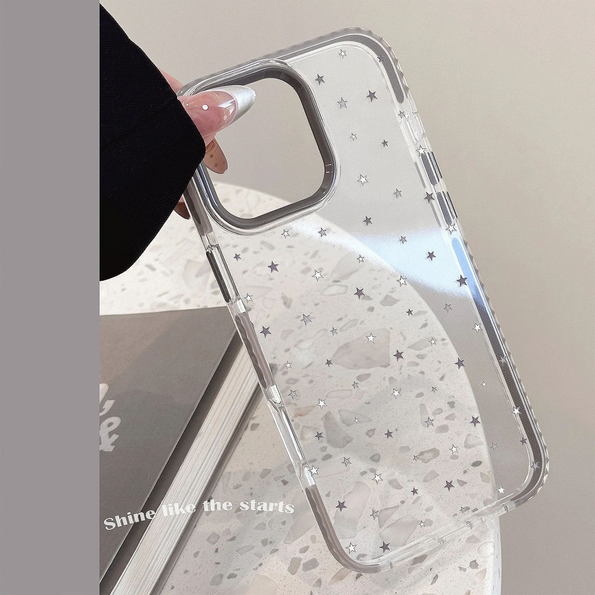 حافظة هاتف Star Clear لهاتف iPhone 16 15 14 13 12 11 Pro Max، غطاء مقاوم للصدمات من مادة TPU بطبقة مزدوجة مع تصميم حافة ملونة #5