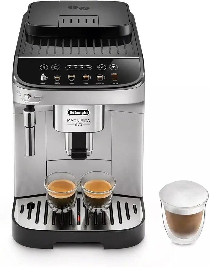 De'Longhi Magnifica Evo, Fully Automatic Machine Bean to Cup Espresso Cappuccino and Iced Coffee Maker, Colored Touch Display