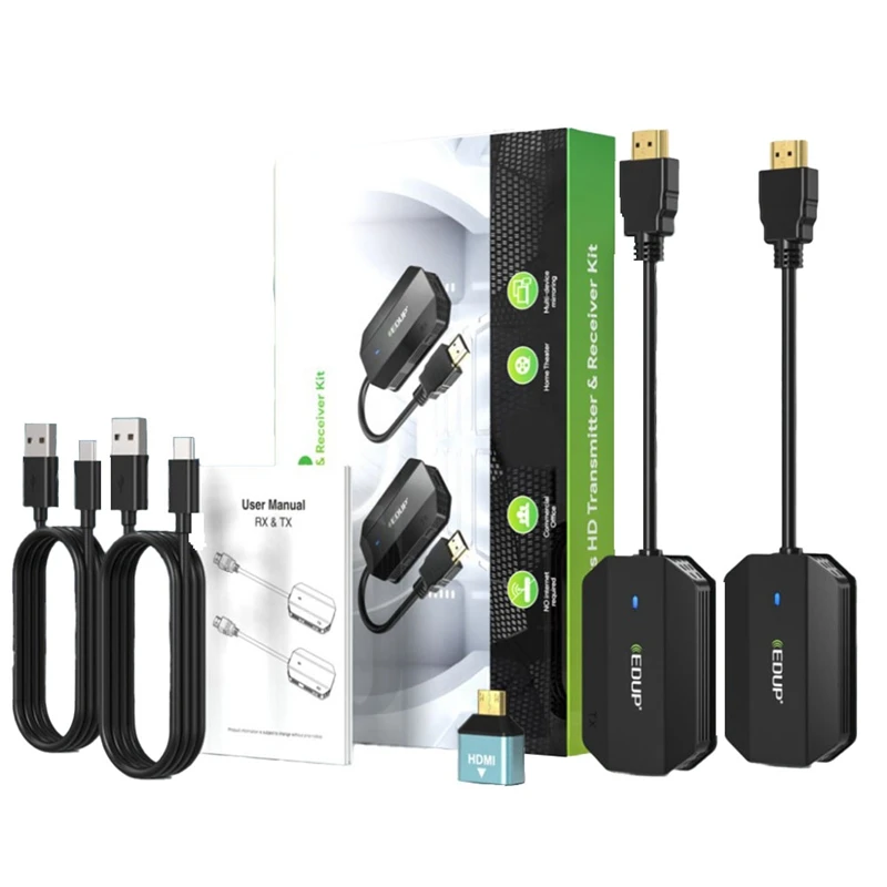 EDettes Transmetteur portable compatible HDMI, 1080P, HD, PC avec budgétaire TV, sans fil, même extension d'écran