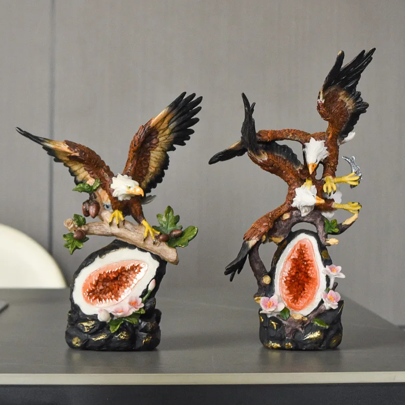 American style white headed eagle, big Peng spreading its wings, resin crafts, ornaments, office and hotel high-end eagle decora