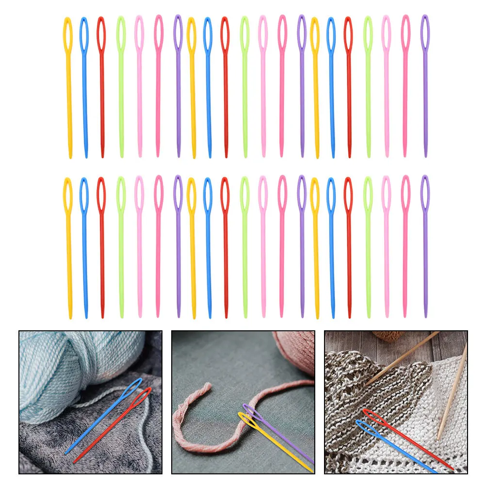 

1000Pcs Knitting Needles Plastic Sweater Needles Smooth Handle Comfortable for Beginners Yarn Needle Sewing Supplies Colorful