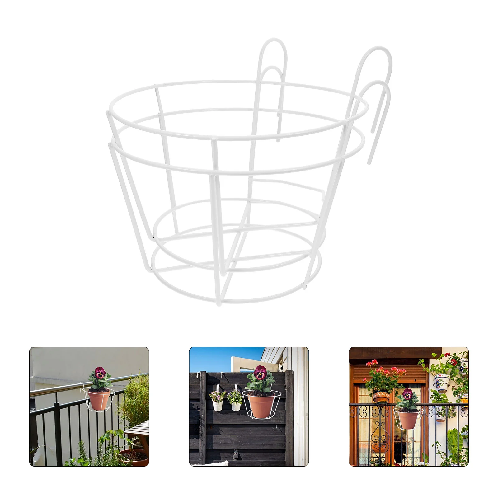 2 PCS Artificial Plants Indoor Pot Hanging Shelf Outdoor Flowerpot Planter Holder Black Supporting