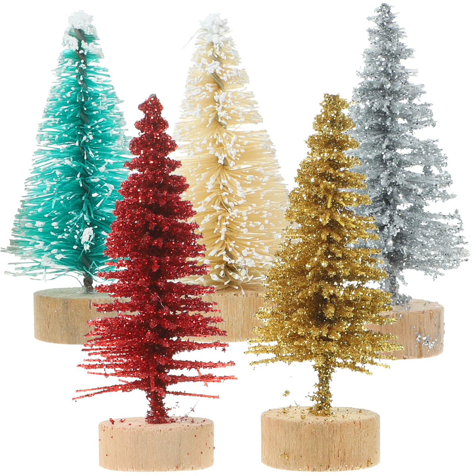 

60Pcs Mini Christmas Tree Artificial Xmas Tabletop Decor Small Wood Base Xmas Party Decoration Mini Christmas Tree