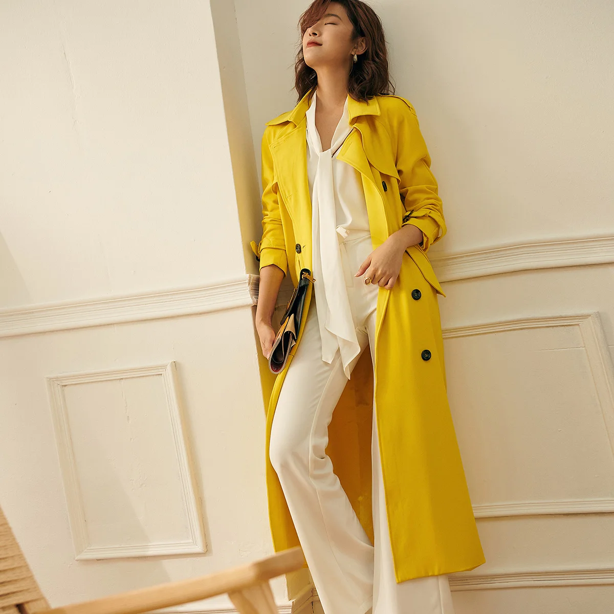 

Spring Autumn Long Coat for Office Lady Windbreaker Slim Fall Double Breasted Jackets Korean Coats Women Trench Luxury Outwear