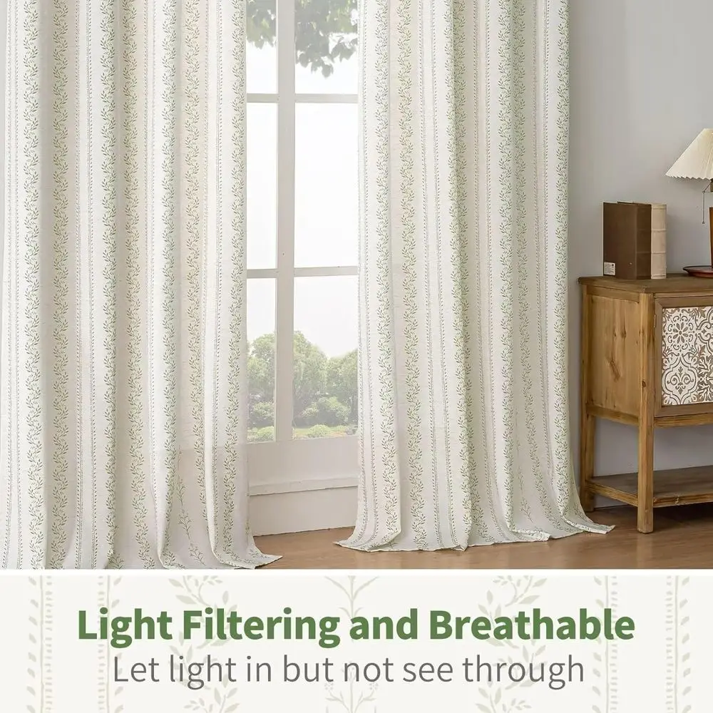 Spring Floral Botanical Curtains, 90 Long, 52 Wide Each, Set of 2 for Cottage-Style Living Rooms