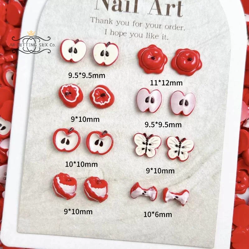 5/30 Stück DIY Nägel Teil Kreative Niedliche Simulierte Frucht Rotes Harz Nail Art Charms Gemaltes Obst Mehrere Form Nail Art Dekorationen