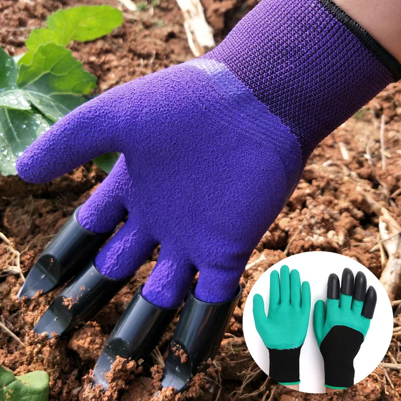 Garden Gloves With Claws 4/8 ABS Plastic Work Safety Rubber Waterproof Durable Digging Planting Genie Outdoor Gardening Gloves