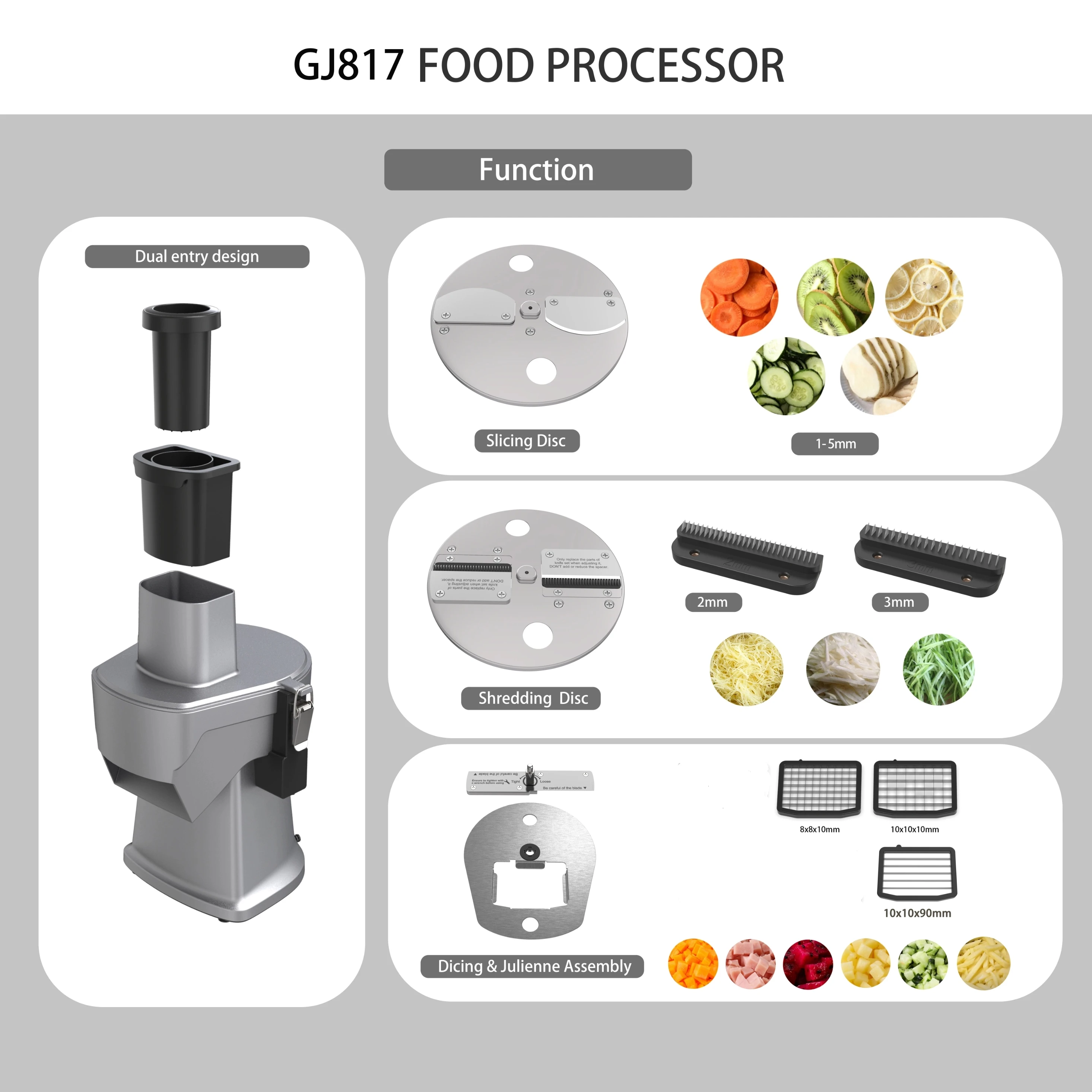 GJ817 Affettatrice commerciale per trituratori di verdure con cavolo verde per frutta in acciaio inossidabile di nuovo arrivo