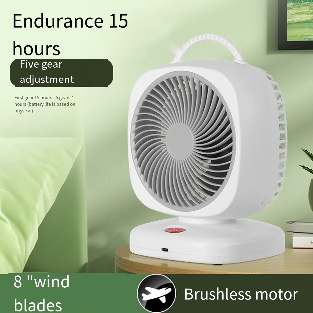 Ventilateur de Table Rotatif existent Portable à Double Couche, Air Silencieux, en Surpoids, Rechargeable par USB, Batterie 62, 5 Vitesses