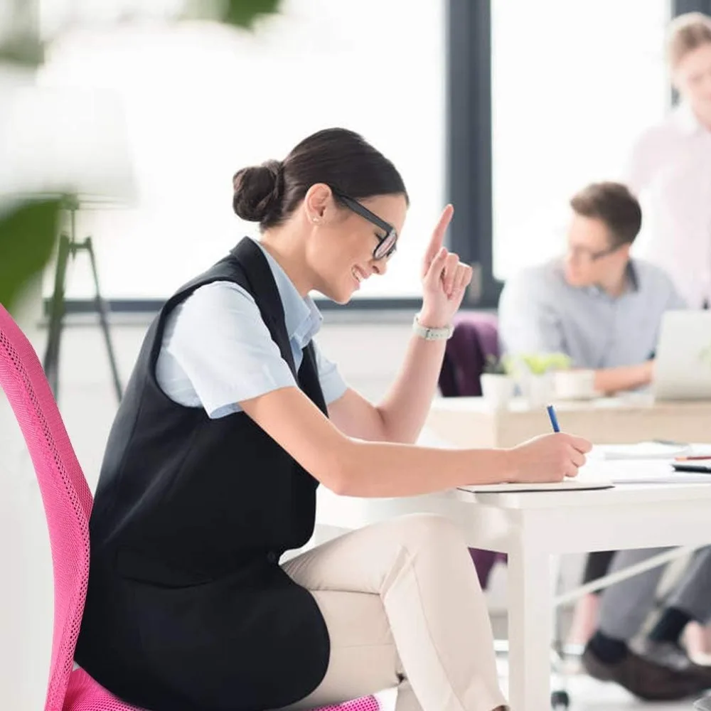 4 عبوات من كراسي مكتب المكتب مع دعم قطني - شبكة مريحة متوسطة الظهر قابلة للتعديل بارتفاع دوار بدون ذراع حديث مهمة تنفيذية تشاي