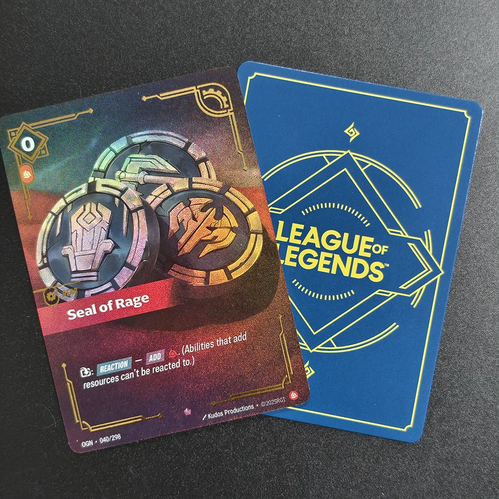 DIY English Riftbound League of Legends Trading Card Game Origins OGN Seal of Discord Unity Rage Insight Strength Gear Card