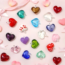 Paquete de 2 piezas de 20mm micro vidrio en forma de corazón encanto lindo amor colgante adorno para collar hecho a mano aretes accesorios de pulsera diy suministros de fabricación de joyas para mujeres
