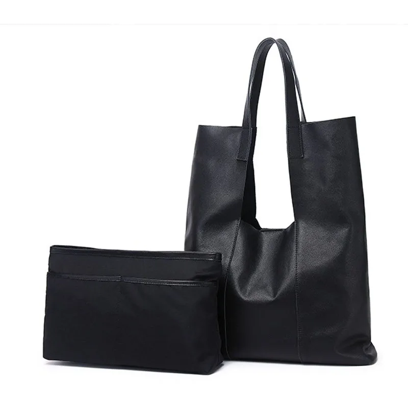 Composite Bag Leather Ladies Messenger Bags Large Capacity Women Tote Black Designer Multi Function Handbag Female Shoulder