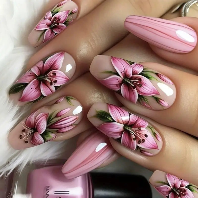 

RXJC Flower False Set 24 Pieces Floral Designs on Press on