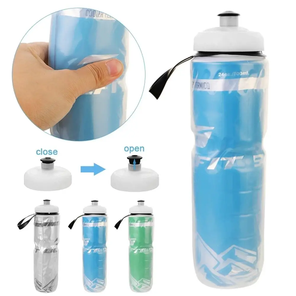 750ML Durable Dual Layer Thermal Keeping Clear BPA Free Sports Bottle Bicycle Water Bottles Drinking Canteen Sport Cup