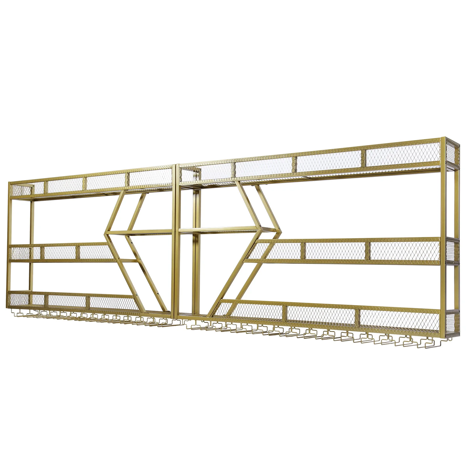 

Metal Wine Bottles Storage Display Storage Shelf with Wine Glass Holder Liquor Bottles Floating Shelves for Home & Dining Room