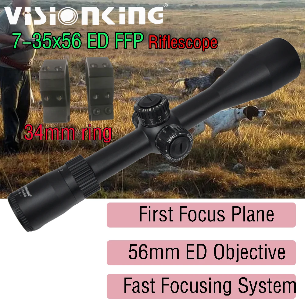 

Visionking 7-35x56 ED FFP Riflescope Illuminated Nitrogen FMC Bak4 Side Focus Turret Lock Fast Focusing System Optical Scope New