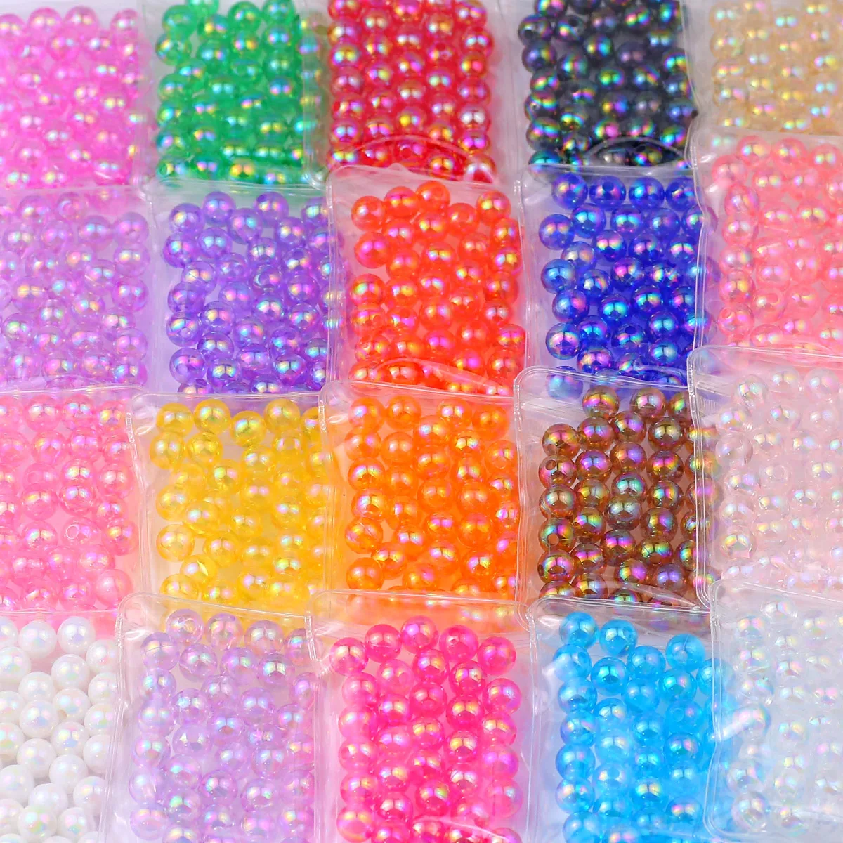 20 Farben 8mm 1000 Stück Set Acryl Lose Perlen Schillernde Runde Perlen für Schmuckherstellung Armband Halskette Schlüsselanhänger DIY Zubehör – Detail 6