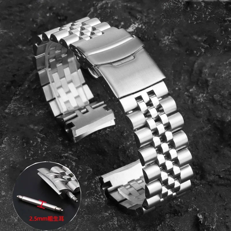 

22mm Solid Seamless Curved End 316L Stainless Steel Watch Band for Seiko Turtles Prospex SRP773 SRP775 SRP777 SRPA21 Silver Belt