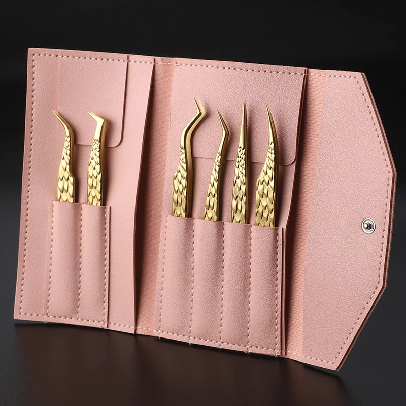 Juego de pinzas para pestañas postizas de alta precisión, 6 uds., para principiantes, extensión de pestañas postizas, tira curva Individual, herramienta de maquillaje para decoración de uñas