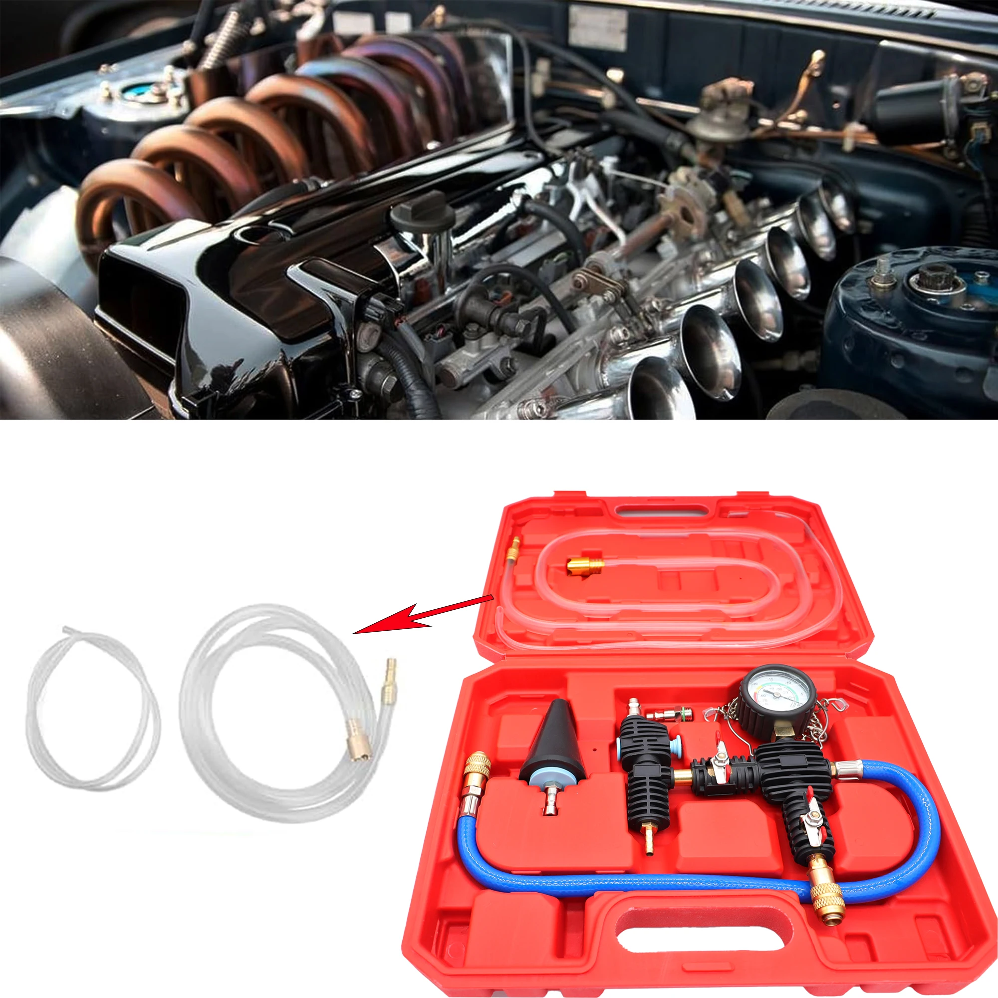 

Coolant System for Car Radiator, Vacuum Purge, Water Antifreeze Changer, Coolant Replacement Tool Kit with Adapter