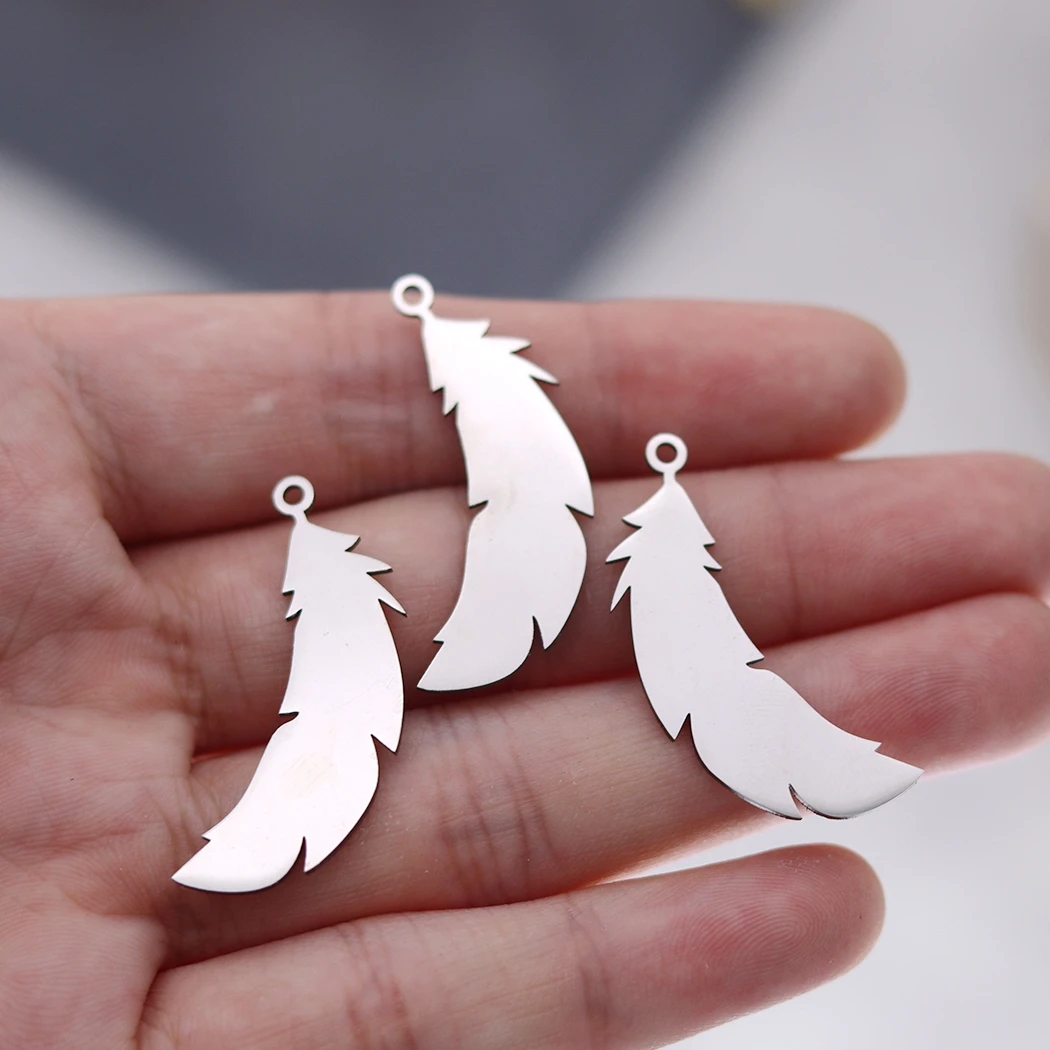 3pcs Various Leaves Charms DIY Tassels Earring for Women Jewelry Making Stainless Steel Pendant Feather Art Line Leaf Accessorie