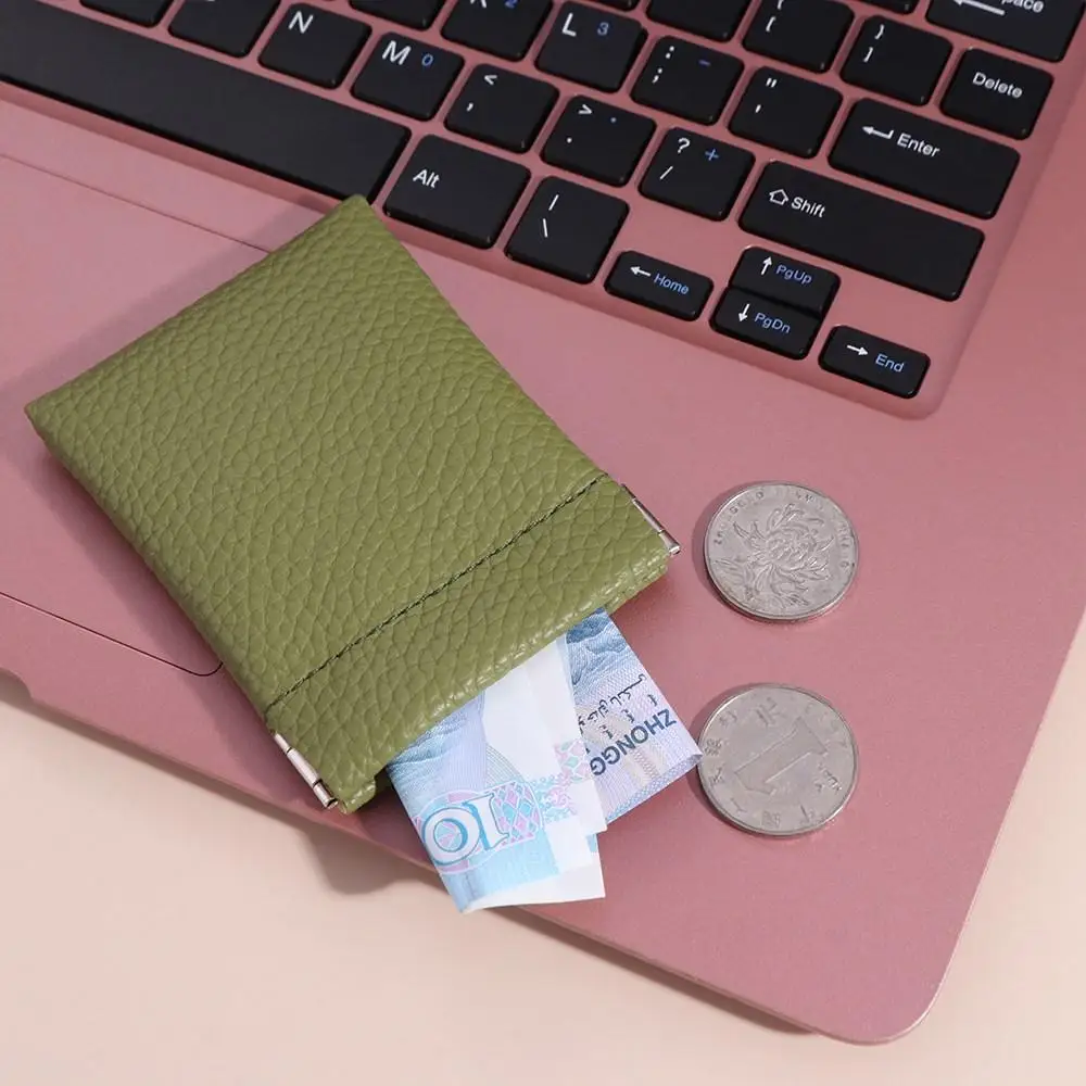 Self-closing Leather Makeup Coin Purse Large Capacity Korean Style Self-closing Lipstick Bag Waterproof Simple Mini Makeup Bag