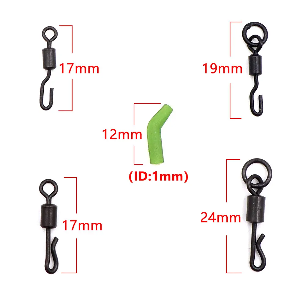 20pcs Carp Fishing Accessories Rolling Quick Change Snap Swivels Spinner Ronnie Rig Hook Link Connector Fishing Tackle Equipment