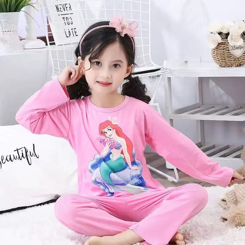 Boys Girls Pajamas Frozen Anna Elsa Mickey Minnie Clothing Set Kids Long Sleeve Cartoon Home Sleepwear Children Nightgown Suit