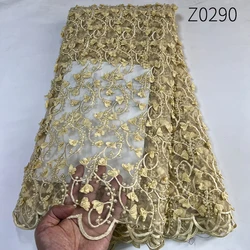 2023 High Quality African Nigerian Tulle Lace Fabric Sequins Embroidery  French Guipure Wedding Party Dress Beaded 5Yards