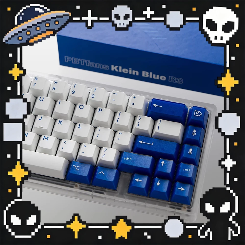 PBTfans Klein Blue R3 PC Keycaps Custom Abs Dichroism Keyboard Keycaps Semi Transparent Solid Color For PC Accessories Gifts