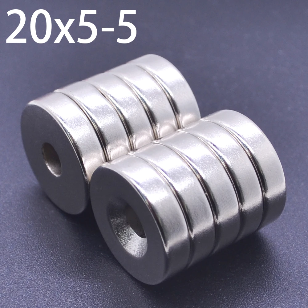 2/5/10/20/100pcs 20*5 20x5mm Hole 5mm N35 Strong Ring Magnet D Countersunk Rare Earth Neodymium Magnets Permanent magnet 20x5-5