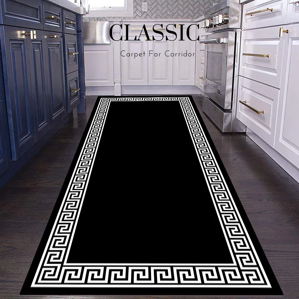 Carpets For Corridor Black White Yellow Luxury Long Runner Hallway Rug Modern House Room Hall Doorway Bedroom Kitchen Floor Mat