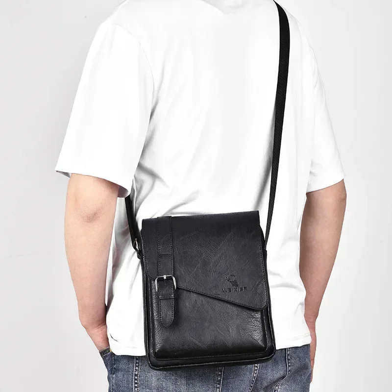 Bolso de hombro de negocios Retro para hombres, bolso de mano Retro de cuero PU, bolso cruzado de viaje versátil, bolso de mano de marca de moda,