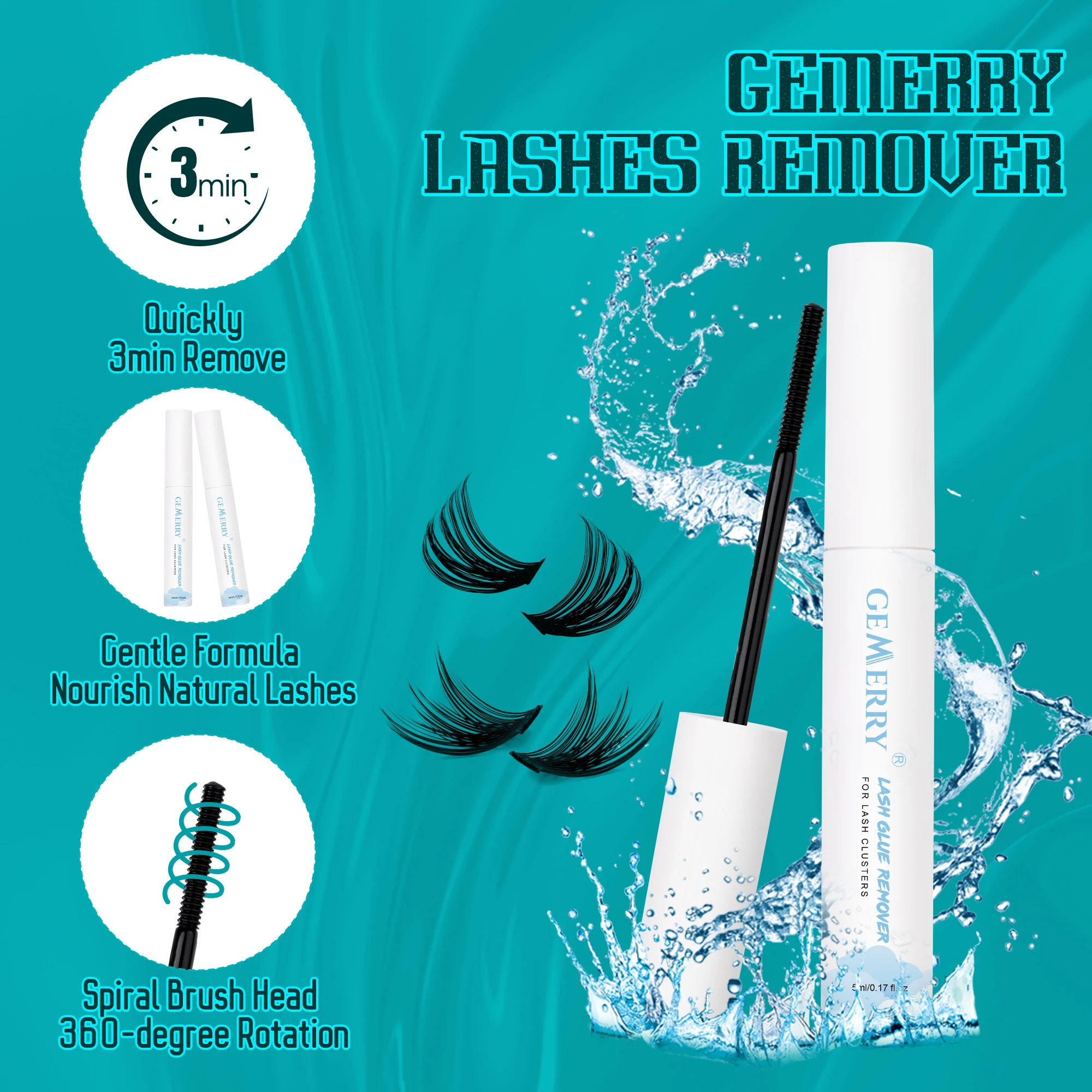 Kit de pestañas GEMERRY, 1/4 Uds., unión y sello de pestañas con removedor de pegamento para pestañas y pinzas para pestañas, herramientas para grupos de pestañas impermeables para principiantes