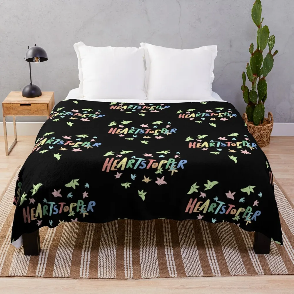 

Heartstopper heart of leaves (Black background) Throw Blanket Luxury Throw Moving Blankets