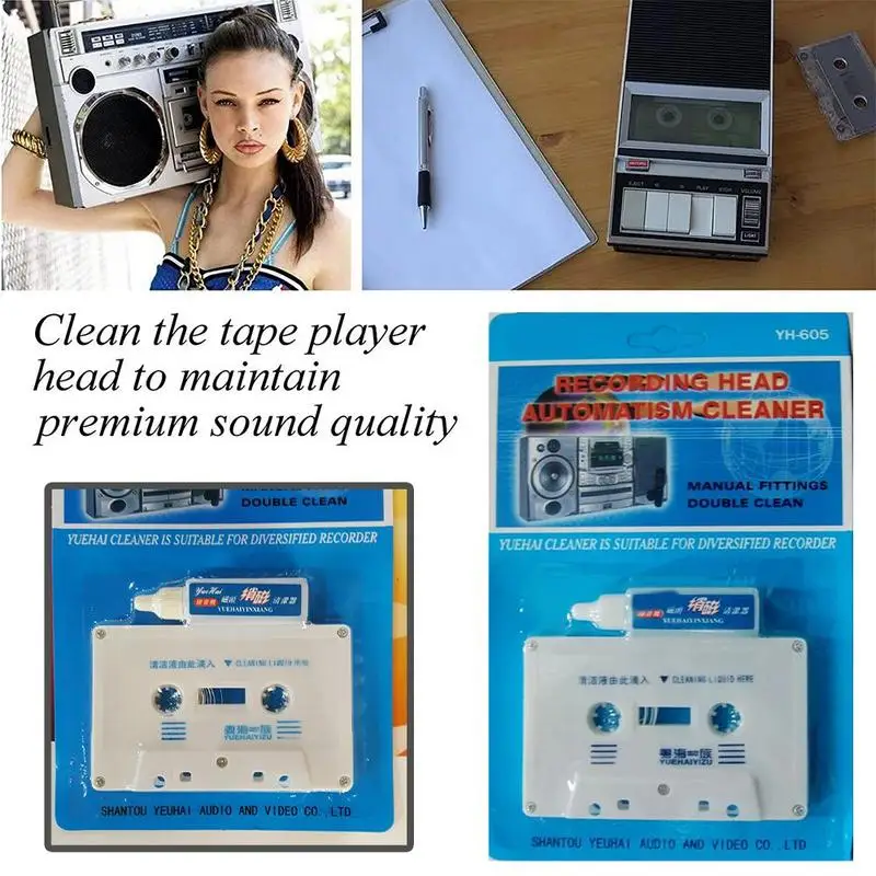 Commonly Used Player Cleaning Tool Cassette Tape Head Cleaner Demagnetizer Wet Type Cleaning Tools Recorder Cleaner Fluids