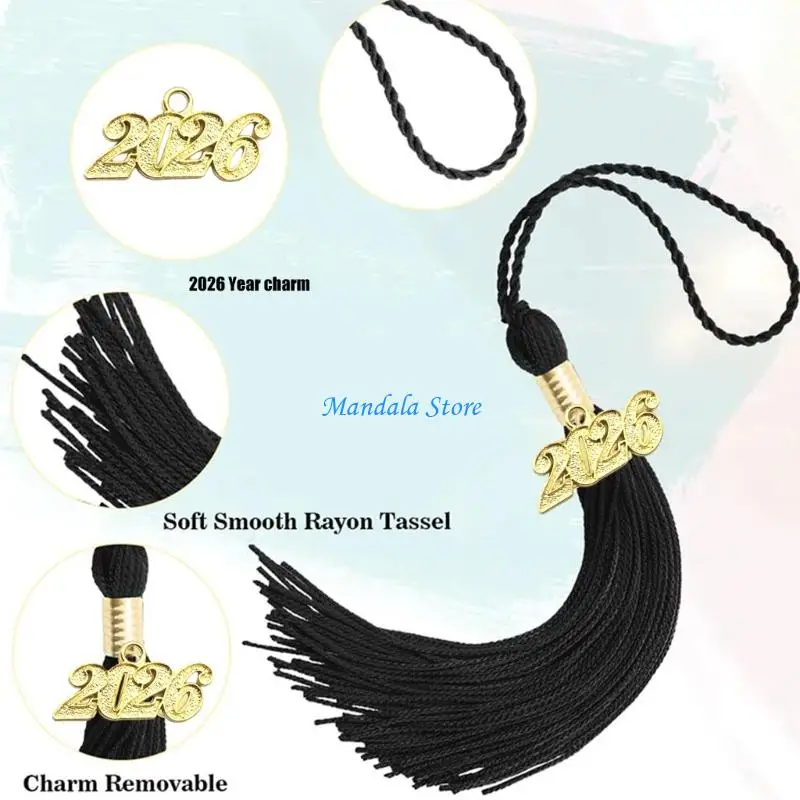 U2JC 2026 Year Emblems Graduation Tassels For Cap Decoration Secure Attachment